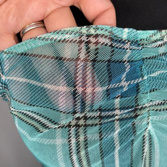 Urban Outfitters Mini Dress Womens Size M Green Plaid Sheer Strapless - Picture 5 of 6